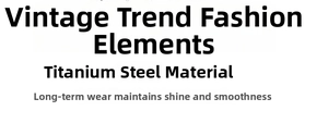 Detail text graphic showing titanium steel material features for this minimalist ring