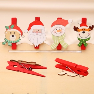 Mollette in Legno di Natale Babbo Natale Pupazzo di Neve Renna Mollette Decorative per Foto DIY Festa Casa Arredo