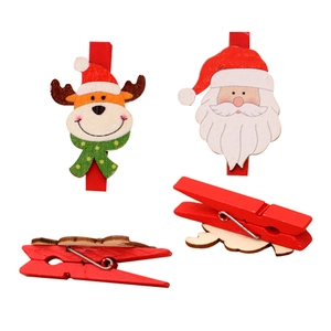 Mollette natalizie in legno con Babbo Natale e renne per decorazioni fai-da-te festive