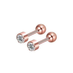 Rose gold stainless steel labret stud earrings with round cubic zirconia in main view