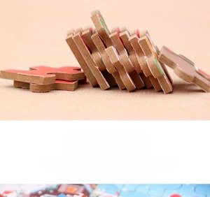 Macro detail of smooth rounded edges and precision cutting on wooden Christmas puzzle