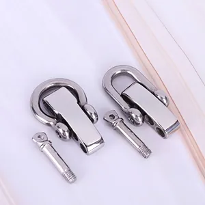 Polished 304 stainless steel horseshoe U-shackle with screw pin for DIY paracord bracelets