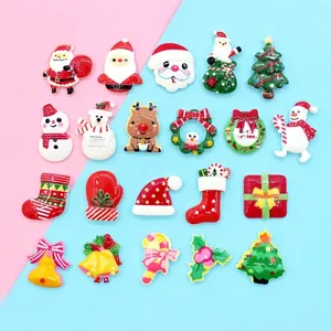 Charmes De Noël En Résine Dos Plat Dessin Animé Père Noël Bonhomme De Neige Renne Sapin Pour Bijoux Diy Coque De Téléphone