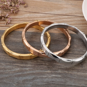 Drie stuks roestvrijstalen Love-bamboe armbanden in goud, zilver en roségoud ontwerp
