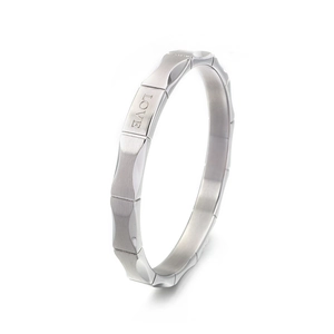 Gezandstraalde zilveren roestvrijstalen LOVE armband met geometrisch bamboe ontwerp