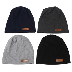 Lot de 4 bonnets en maille côtelée 1987 en bleu marine, gris et noir pour hommes et femmes