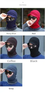Detailansicht von fünf Farben der Herren Winter Strickmütze mit Fleecefutter und Schal