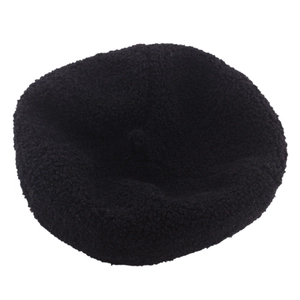 Béret chaud en laine d'agneau noire pour femmes, style peintre citrouille en peluche