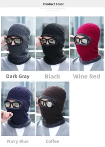 Detaillierte Strickmütze in Dunkelgrau, Schwarz, Weinrot, Navy und Kaffee für den Winter