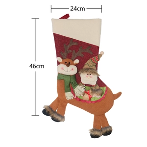 Grandes chaussettes de Noël de 46 cm avec Père Noël et renne 3D pour cadeaux de fête