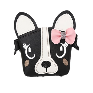 Sac bandoulière enfant motif chien mignon avec nœud rose et oreilles en relief