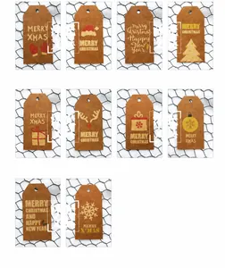 Mini kraft paper Christmas gift tags with various cartoon animal designs for holiday cards