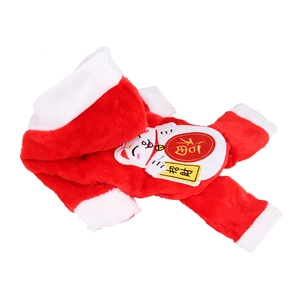 Close-up of red pet fleece hoodie with Fortune Cat embroidery and ribbed cuffs details