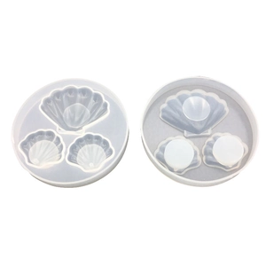 Moule en silicone 3 cavités en forme de coquillages pour création bijoux résine