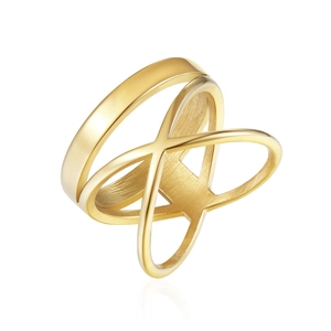 Fashion X Shape Cross Ring Stainless Steel Geometric Double Layer Minimalist Finger Jewelry For Men Women