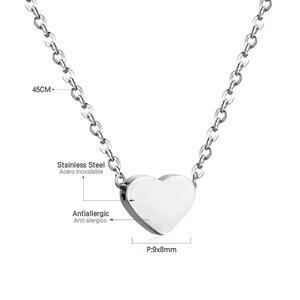 Polished stainless steel heart pendant necklace with 45cm chain and antiallergic finish