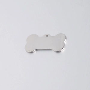 Pendentif en forme d'os en acier inoxydable argenté poli pour gravure
