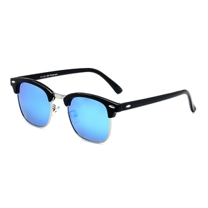 Occhiali da sole polarizzati classici a mezza montatura nera con lenti blu UV400