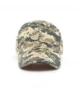 Detailed front view of digital camouflage tactical baseball cap with rich texture