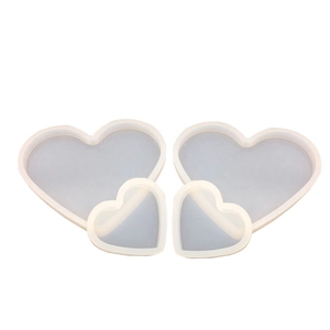 DIY heart shaped silicone mold set for crystal resin and plaster crafts in white
