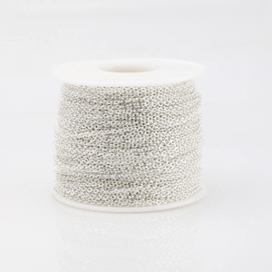 Silver stainless steel flat O-chain on white spool for DIY jewelry making accessories