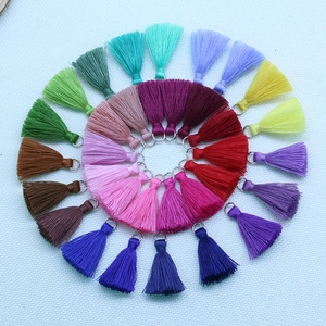 Colorful 3.5cm cotton tassel pendants with silver metal rings for DIY jewelry and bags