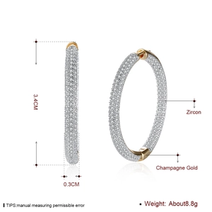 Sparkling champagne gold zircon hoop earrings with micro-pave crystals for women