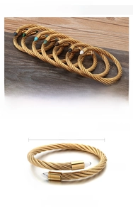 Detailed dimensions of the gold stainless steel cable bracelet with turquoise stone ends