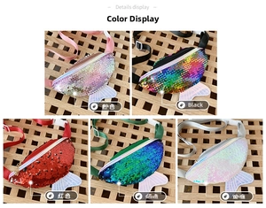 Dettagli borse a sirena con paillettes per bambine in cinque colori con tracolla regolabile