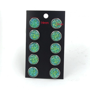 Lot de 5 paires de boucles d'oreilles rondes 12mm en acier avec paillettes sarcelle