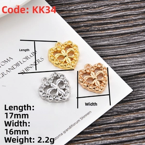 Detail of heart-shaped hollow charms with bow relief in gold, silver, and rose gold