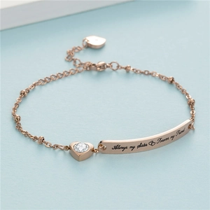 Rose gold heart bracelet with 'Always my Sister Forever my Friend' engraving for women
