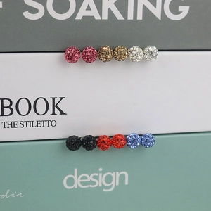 Set of 6 pairs colorful 925 sterling silver ball stud earrings with shimmering rhinestones