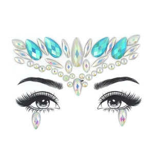 Detailed view of luminous face jewel stickers with multi-shaped resin diamonds