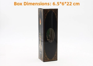 Gothic Halloween flame candle light packaging box featuring gold vintage pattern details