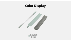 Detail of blue telescopic gap duster with flat plastic head and microfiber cloth cover