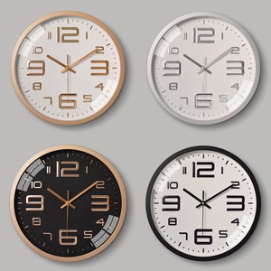 Round Wall Clock Plastic With Glass Cover Quartz Silent Movement Minimalist Modern Style Home Decor