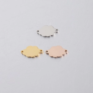 Cloud-shaped stainless steel jewelry connectors in silver, gold, and rose gold finishes