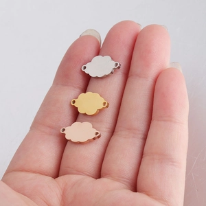 Cloud stainless steel jewelry connectors in gold, silver, and rose gold for DIY crafts