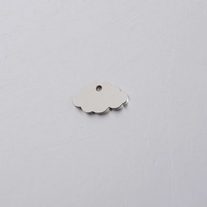 Polished silver stainless steel cloud-shaped pendant with smooth mirror surface detail