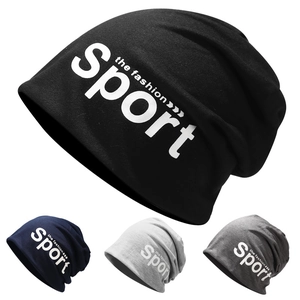Bonnet Beanie Slouchy Tricoté Imprimé Lettres Sport Mélange Coton Bonnet Décontracté Bonnet De Nuit Hommes Femmes