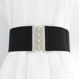 Women Wide Waist Belt Elastic Girdle For Dress Slimming Simple Vintage Alloy Buckle Corset Band Accessory