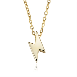 Minimalist S925 silver lightning bolt necklace in polished gold finish with a fine chain