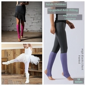 Close-up of high-elasticity knitted leg warmers for adults and kids in vibrant colors