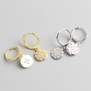 Starburst Hoop Earrings 925 Sterling Silver With Cubic Zirconia Eight Pointed Star Pendant Trendy Jewelry Women