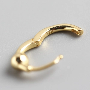 Polished S925 sterling silver hoop earring in gold finish with 925 hallmark engraving