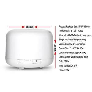 White ultrasonic aroma diffuser and humidifier with adjustable LED light and spray mode