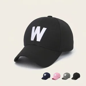 Casquette De Baseball Lettre W Brodée Réglable Acrylique Visière Courbe Extérieur Protection Solaire Sport Pour Hommes Femmes