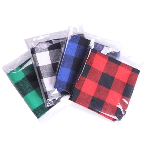 Set of four classic plaid dog bandanas in red, blue, green and black cotton fabric