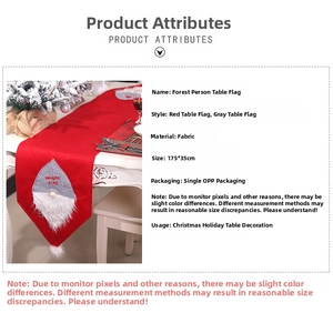 Detailed view of Gnome Christmas table runner with dimensions 175x35cm and red fabric
